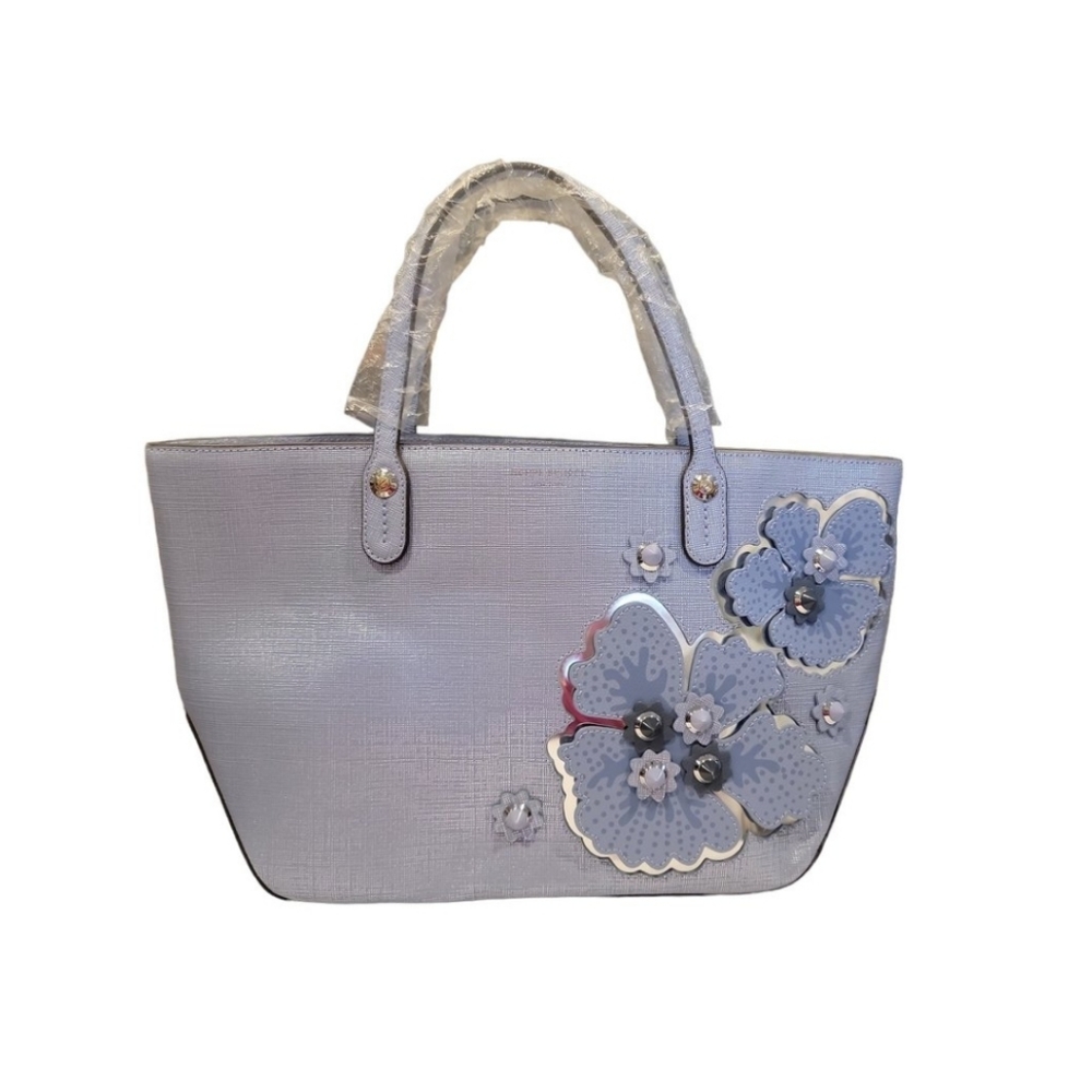 NWOT Henri Bendel 3D & 2D Floral Bag Purple Silver